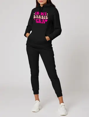 2 Pcs Women's Stitched Fleece Printed Hoodie Tracksuit