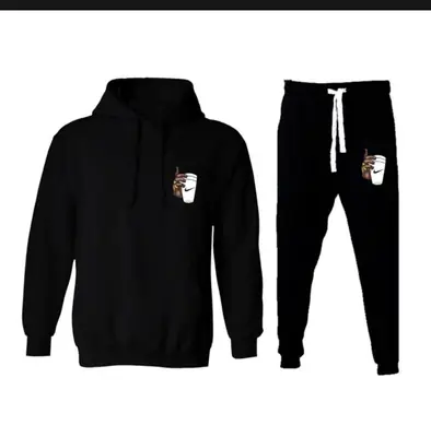 2 Pcs Women's Stitched Fleece Printed Hoodie Tracksuit