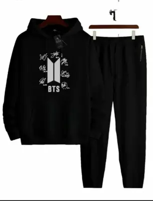 2 Pcs Women's Stitched Fleece Printed Hoodie Tracksuit