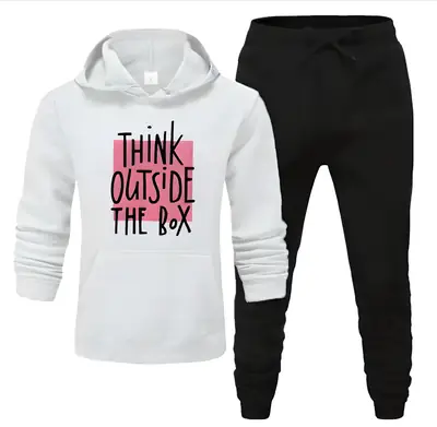 2 Pcs Women's Stitched Fleece Printed Hoodie Tracksuit