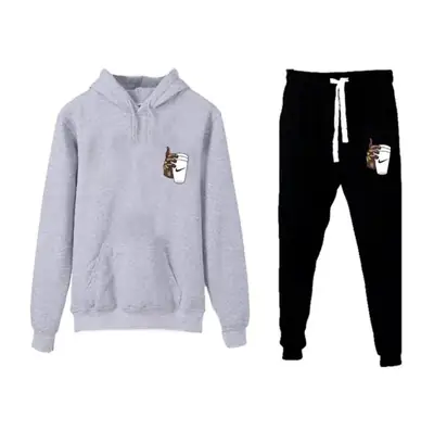 2 Pcs Women's Stitched Fleece Printed Hoodie Tracksuit