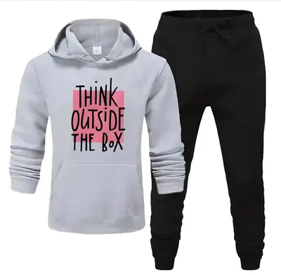 2 Pcs Women's Stitched Fleece Printed Hoodie Tracksuit