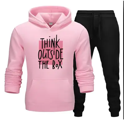 2 Pcs Women's Stitched Fleece Printed Hoodie Tracksuit