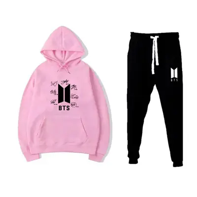 2 Pcs Women's Stitched Fleece Printed Hoodie Tracksuit