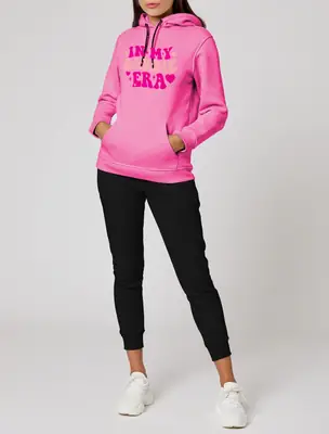 2 Pcs Women's Stitched Fleece Printed Hoodie Tracksuit