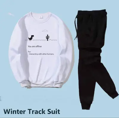 2 Pcs Women's Stitched Fleece Printed Sweatshirt Tracksuit
