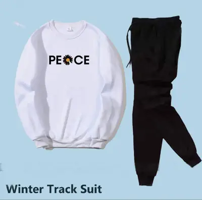 2 Pcs Women's Stitched Fleece Printed Sweatshirt Tracksuit