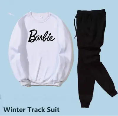 2 Pcs Women's Stitched Fleece Printed Sweatshirt Tracksuit