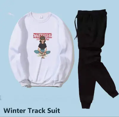 2 Pcs Women's Stitched Fleece Printed Sweatshirt Tracksuit