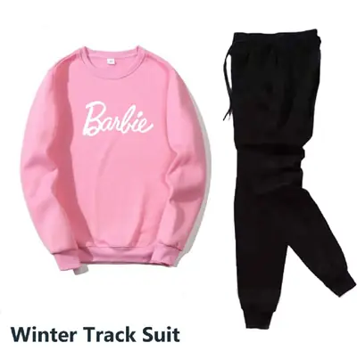 2 Pcs Women's Stitched Fleece Printed Sweatshirt Tracksuit