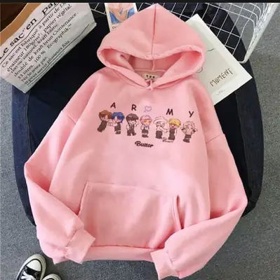1 Pc Women's Stitched Fleece Printed Pullover Hoodie
