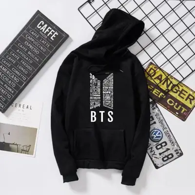 1 Pc Women's Stitched Fleece Printed Pullover Hoodie