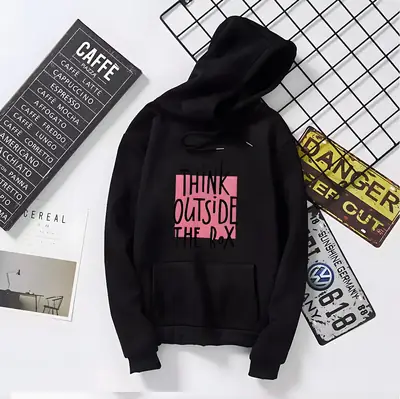 1 Pc Women's Stitched Fleece Printed Pullover Hoodie
