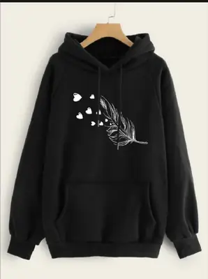 1 Pc Women's Stitched Fleece Printed Pullover Hoodie
