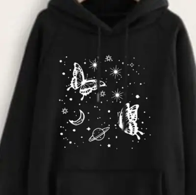 1 Pc Women's Stitched Fleece Printed Pullover Hoodie