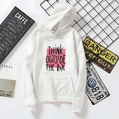1 Pc Women's Stitched Fleece Printed Pullover Hoodie