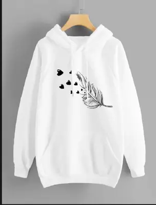 1 Pc Women's Stitched Fleece Printed Pullover Hoodie
