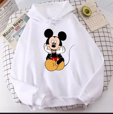 1 Pc Women's Stitched Fleece Printed Pullover Hoodie