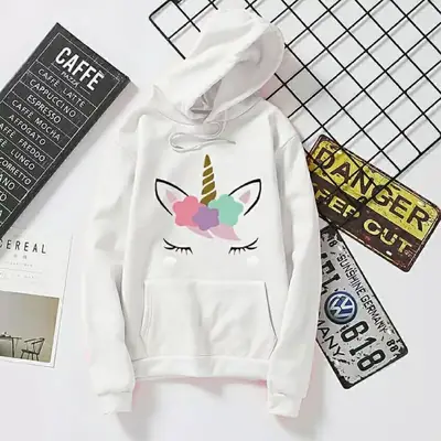 1 Pc Women's Stitched Fleece Printed Pullover Hoodie