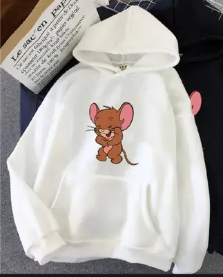 1 Pc Women's Stitched Fleece Printed Pullover Hoodie