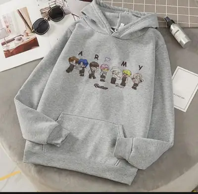 1 Pc Women's Stitched Fleece Printed Pullover Hoodie