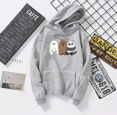 1 Pc Women's Stitched Fleece Printed Pullover Hoodie