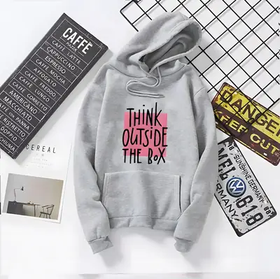 1 Pc Women's Stitched Fleece Printed Pullover Hoodie