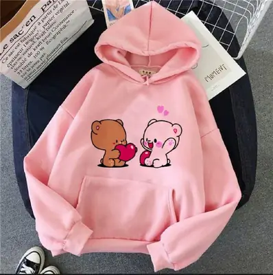 1 Pc Women's Stitched Fleece Printed Pullover Hoodie