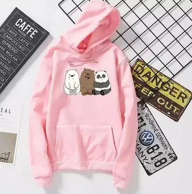 1 Pc Women's Stitched Fleece Printed Pullover Hoodie