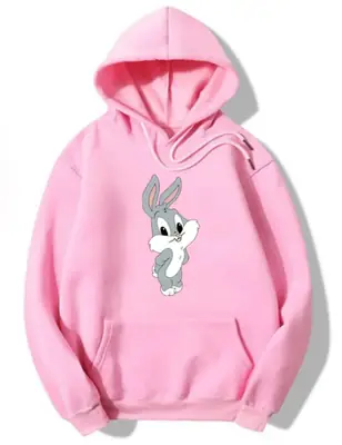 1 Pc Women's Stitched Fleece Printed Pullover Hoodie