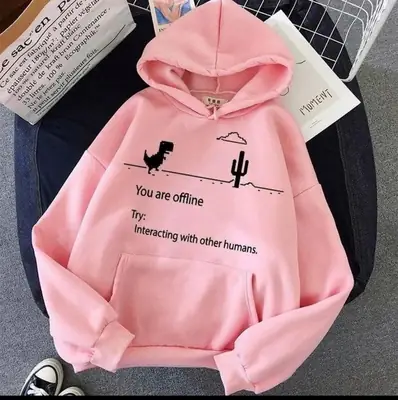 1 Pc Women's Stitched Fleece Printed Pullover Hoodie