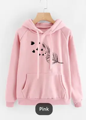 1 Pc Women's Stitched Fleece Printed Pullover Hoodie