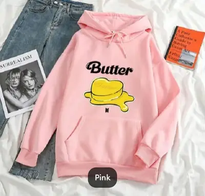 1 Pc Women's Stitched Fleece Printed Pullover Hoodie