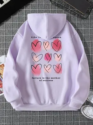 1 Pc Women's Stitched Fleece Printed Pullover Hoodie