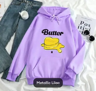 1 Pc Women's Stitched Fleece Printed Pullover Hoodie