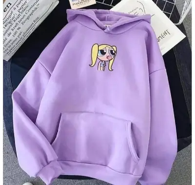 1 Pc Women's Stitched Fleece Printed Pullover Hoodie