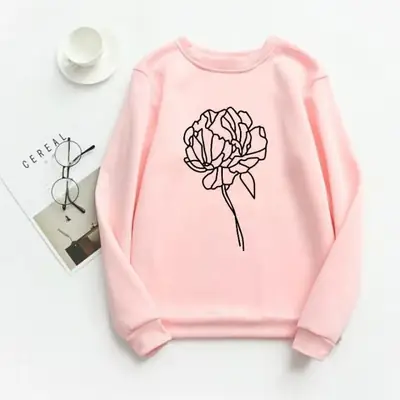 1 Pc Women's Stitched Fleece Printed Sweat Shirt