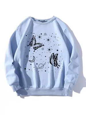 1 Pc Women's Stitched Fleece Printed Sweat Shirt