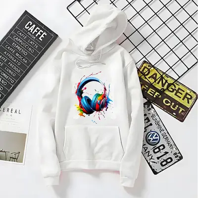 1 Pc Men's Fleece Printed Hoodie