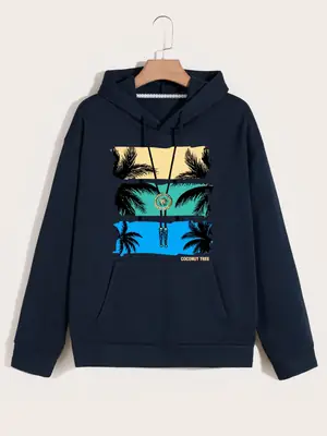 1 Pc Men's Fleece Printed Hoodie