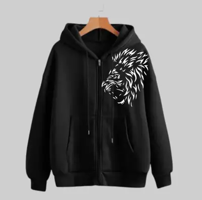 1 Pc Men's Fleece Printed Zipper Hoodie