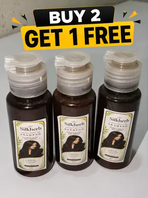 SilkHerb Herbal Hair Shampoo 150ml (3×50ml) | Buy 2 Get 1 Free | For All Hair Types | Chemical-Free
