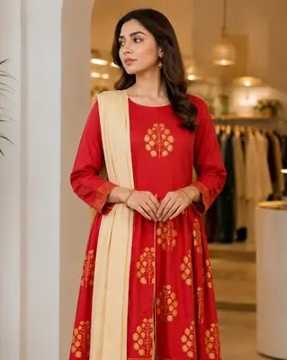 3 Pcs Women's Stitched Arabic Lawn Block Printed Suit thumbnail 3