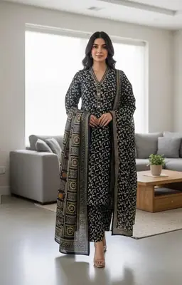 3 Pcs Women's Stitched Lawn Printed Suit
