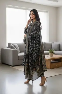 3 Pcs Women's Stitched Lawn Printed Suit thumbnail 3