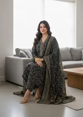 3 Pcs Women's Stitched Lawn Printed Suit thumbnail 5