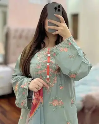 3 Pcs Women's Stitched Lawn Block Printed Shirt And Trouser and dupatta thumbnail 4