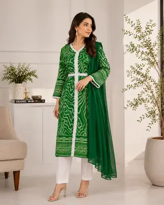 3 Pcs Women's Stitched Lawn Digital Print Suit thumbnail 3