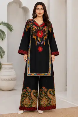 3 Pcs Women's Stitched Chiffon Hand Work Suit thumbnail 2