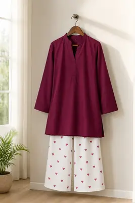 2 Pcs Women's Stitched Cotton Lawn Block Printed Shirt And Trouser thumbnail 3